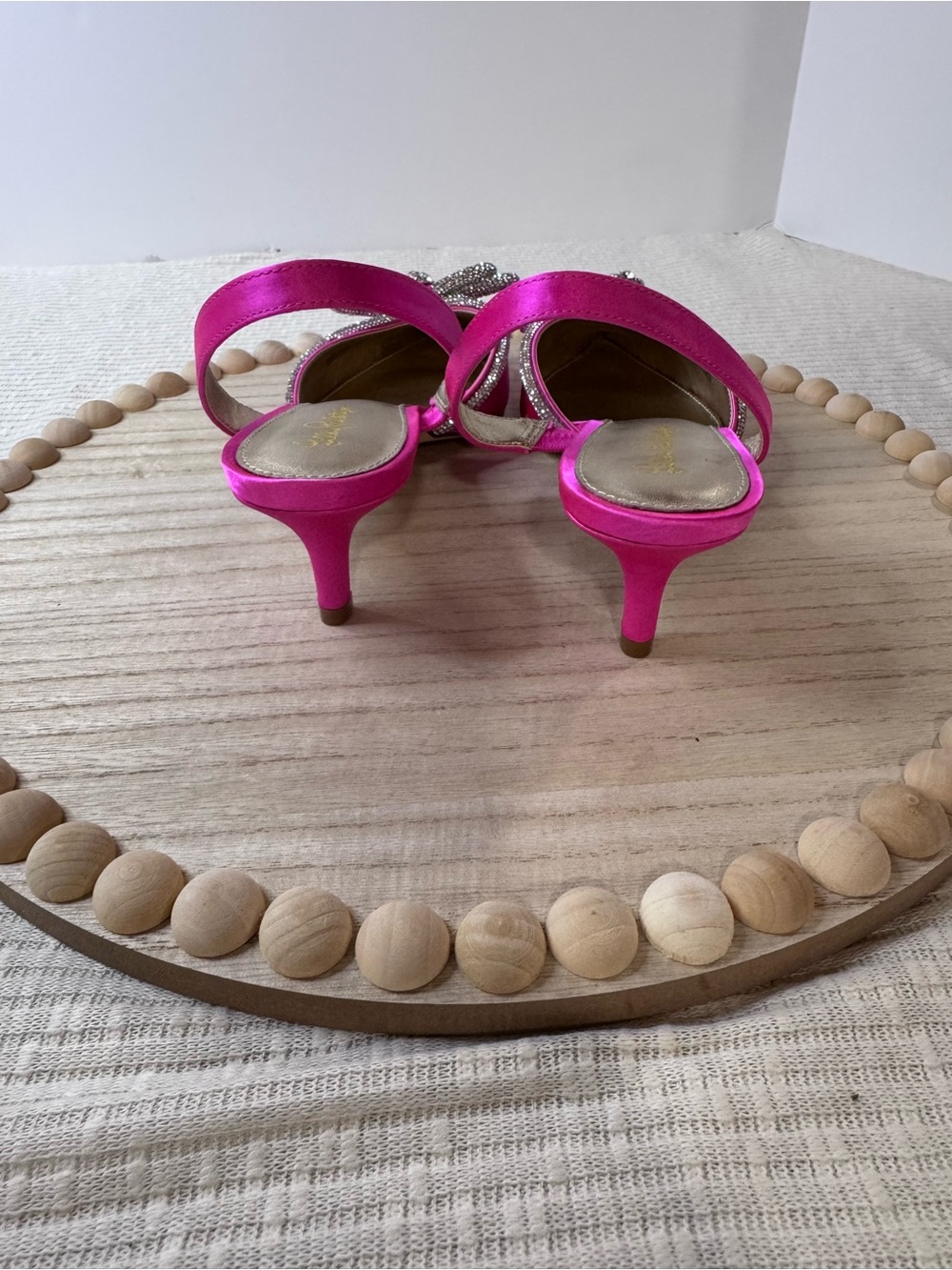 Lilly Pulitzer Ryley Slingback Cerise Pink Rhinestone Bow Kitten Heels 8.5M - Picture 5 of 10